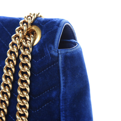 Gucci Velvet Matelasse Medium GG Marmont Shoulder Bag Cobalt Blue 15 of 20