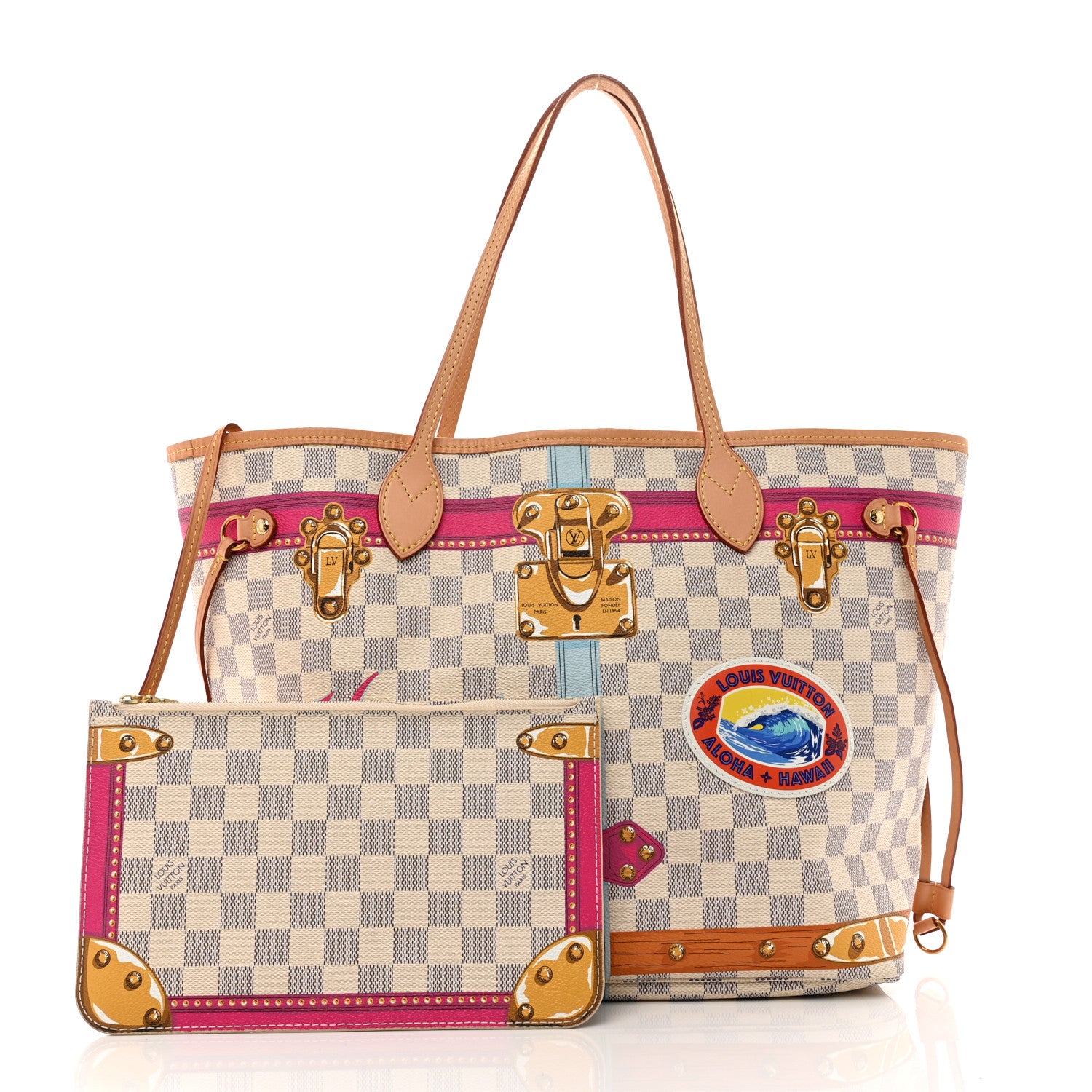 Louis Vuitton Damier Azur Summer Trunks Hawaii Neo Neverfull MM 3 of 10