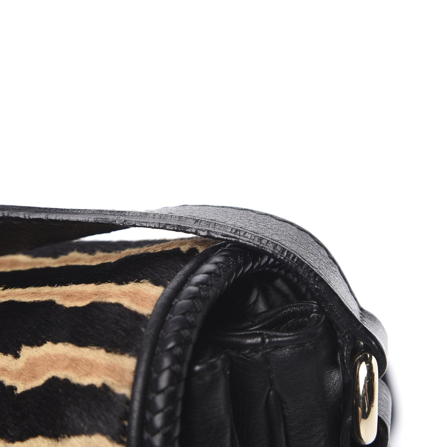 Calf Hair Calfskin Zebra Print Medium Marrakech Flap Messenger Bag Black