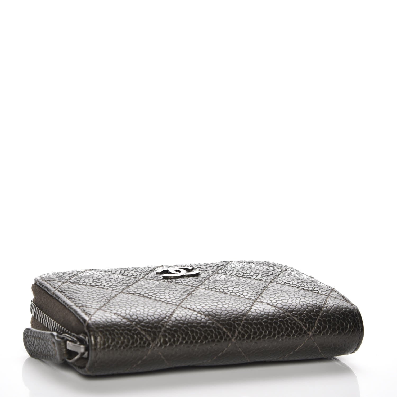 Chanel Metallic Caviar Quilted Zip Coin Purse Dark Charcoal 4 of 7