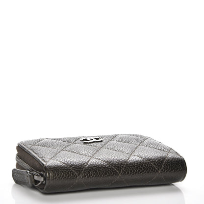 Chanel Metallic Caviar Quilted Zip Coin Purse Dark Charcoal 4 of 7