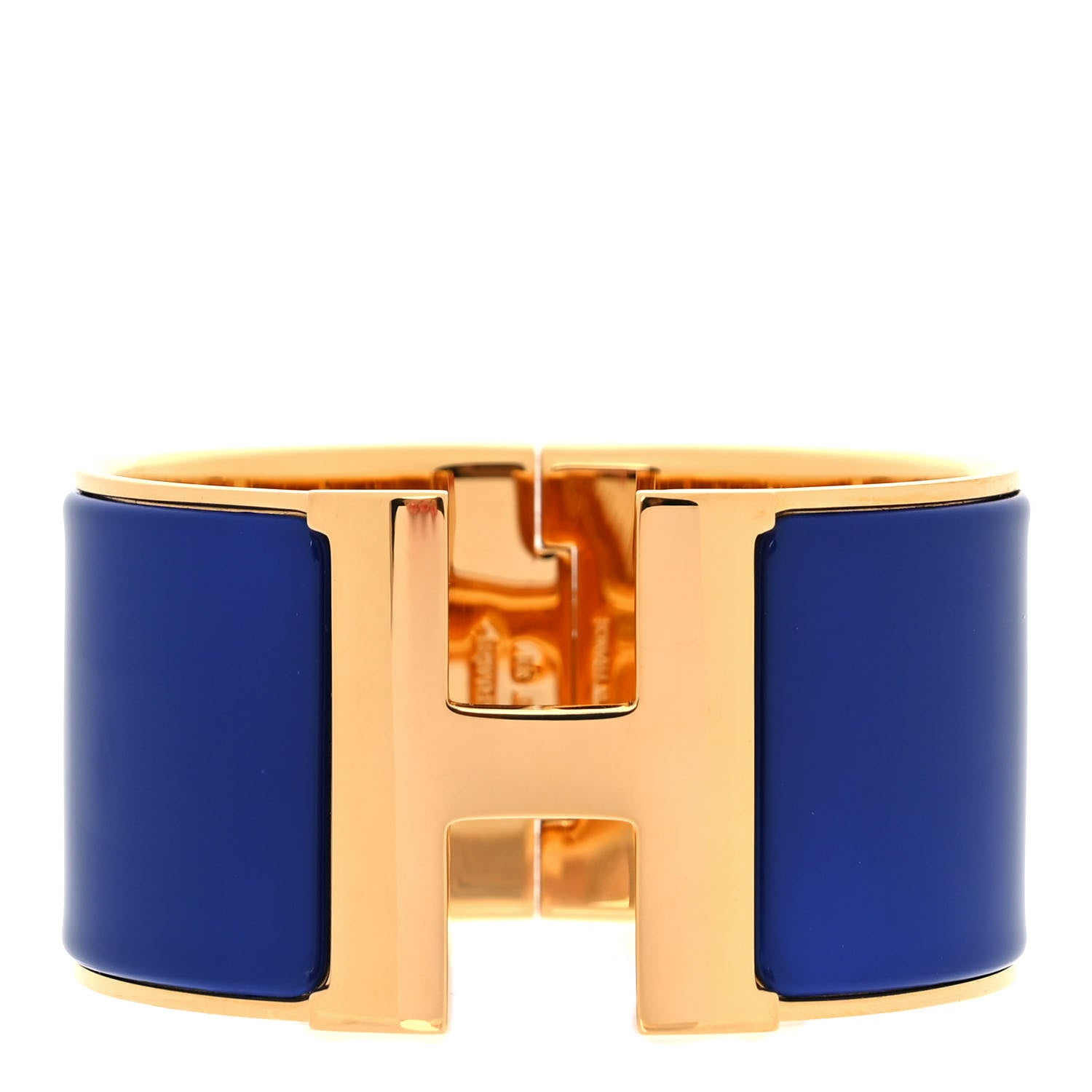 Hermes Enamel Extra Wide Clic Clac H Bracelet PM Bleu Royal 1 of 6