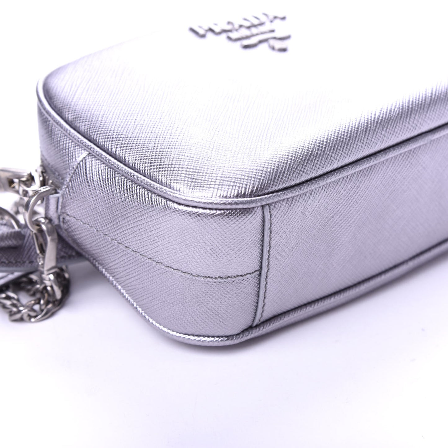 Metallic Saffiano Belt Bag Silver