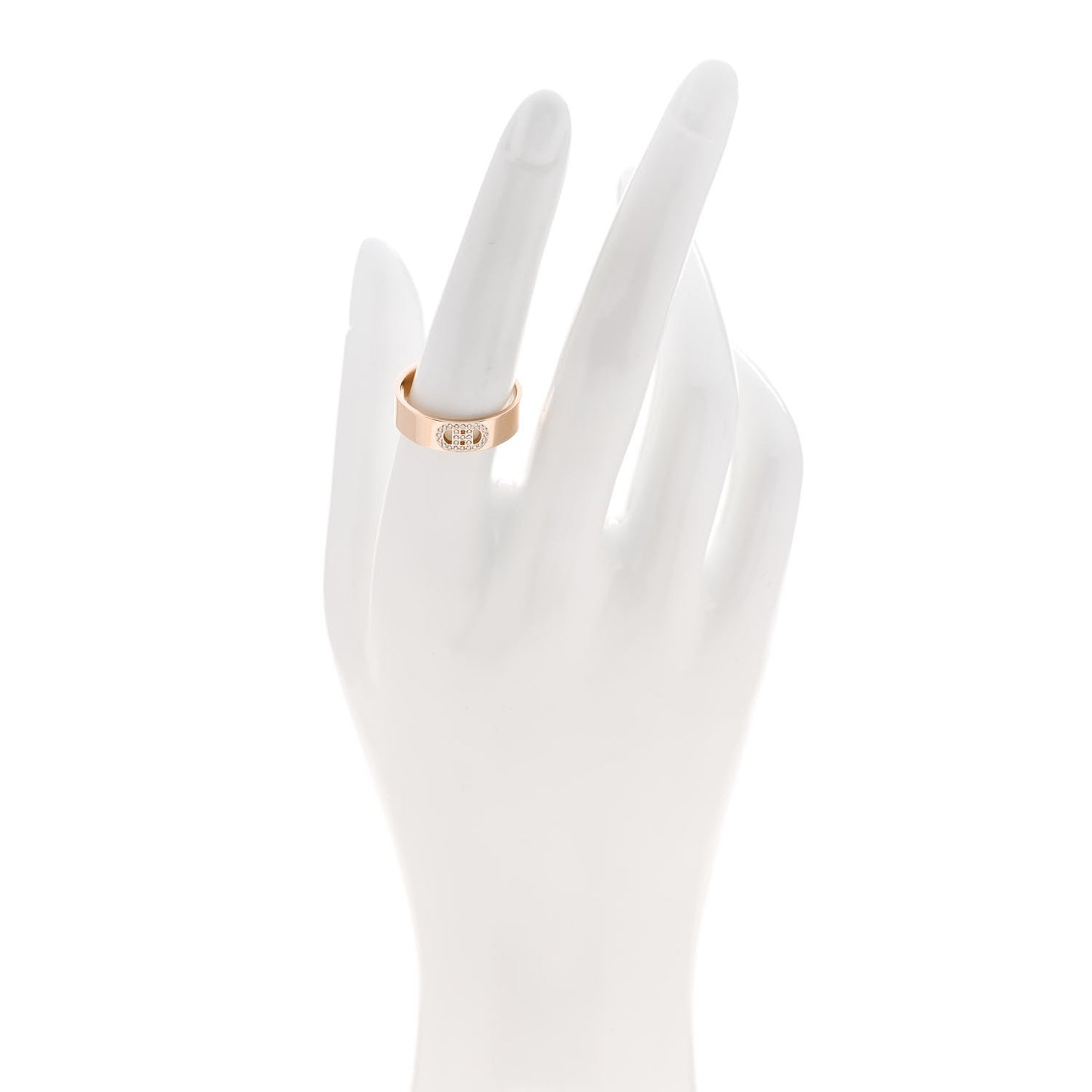 18K Rose Gold Diamond PM H D'Ancre Ring 56 7.75