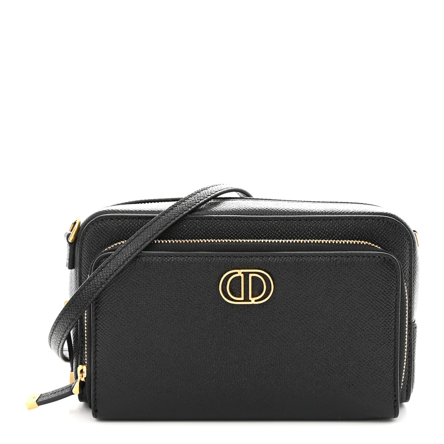 Grained Calfskin Caro Double Pouch Black