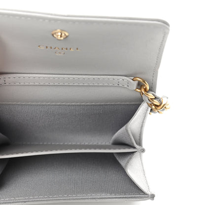 Chanel Lambskin Quilted Chanel 19 Flap Coin Purse With Chain Grey 5 of 12