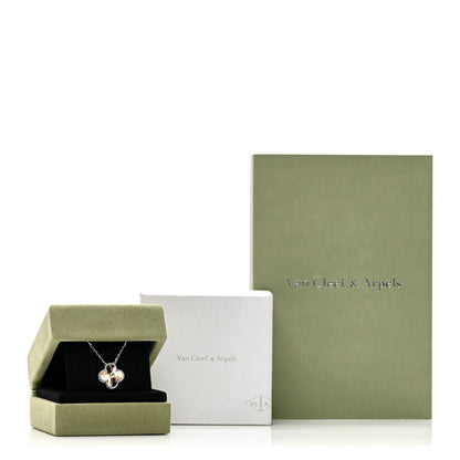 Van Cleef & Arpels 18K White Rose Gold Diamond Guilloche Vintage Alhambra Pendant Necklace 6 of 6