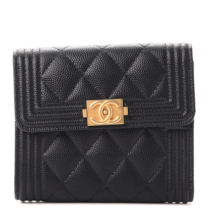 Chanel Caviar Quilted Compact Boy Wallet Black 1 of 9