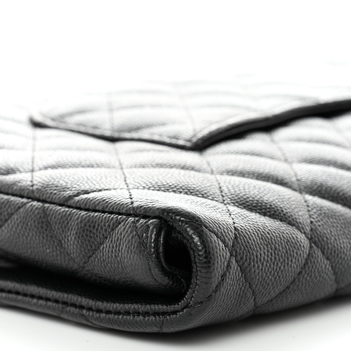 Caviar Quilted Flap Clutch Black
