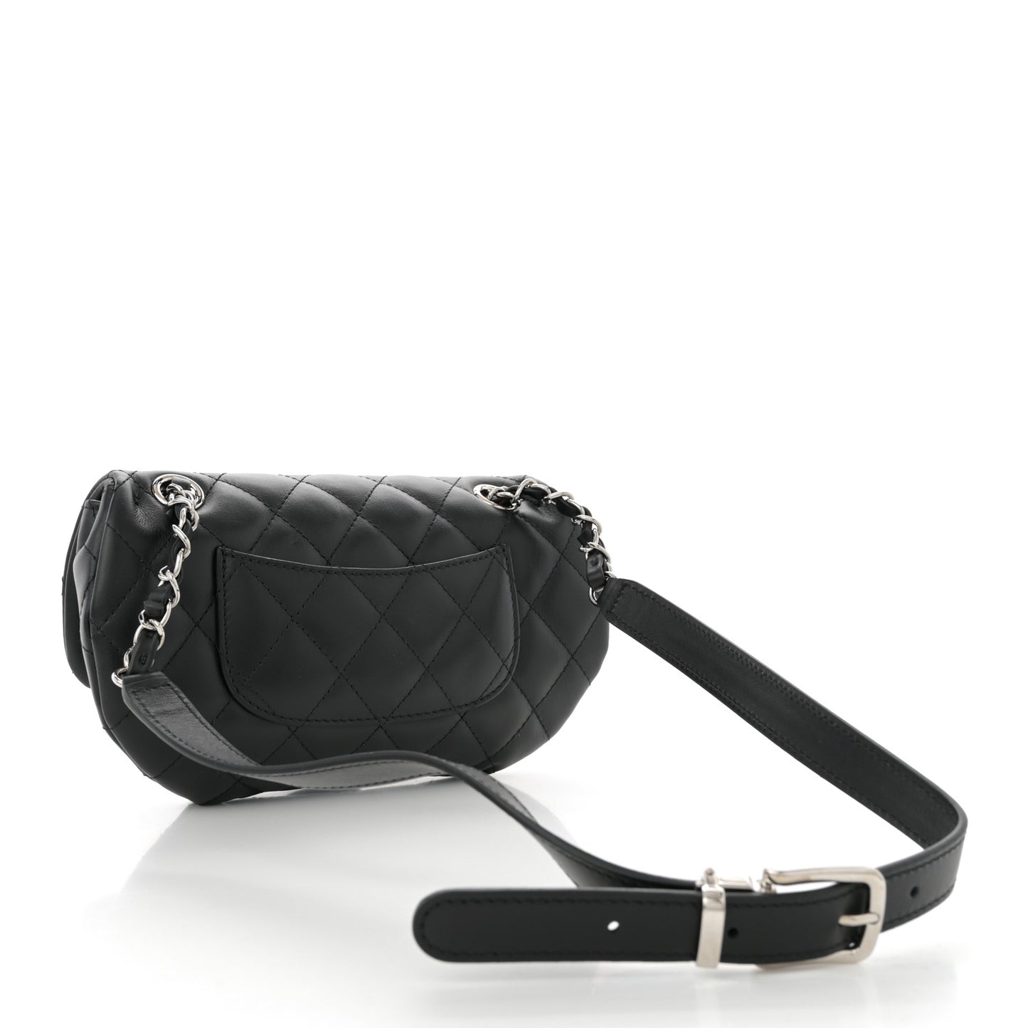 Calfskin Quilted CC Uniform Flap Belt Bag Black