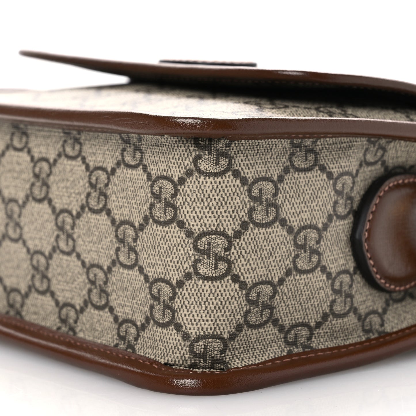 GG Supreme Monogram Azalea Calfskin Retro Interlocking G Wristlet Messenger Bag Beige Ebony Brown Sugar