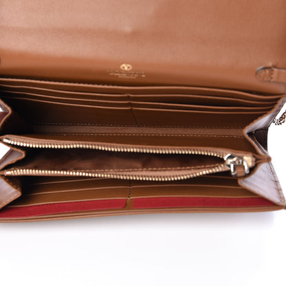Valentino Garavani Calfskin Rockstud Tropical Dream Leaf Chain Wallet Flap Bag Tan 5 of 14