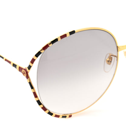 Gucci Metal Round Frame GG0595S Sunglasses Gold Black Red 7 of 8