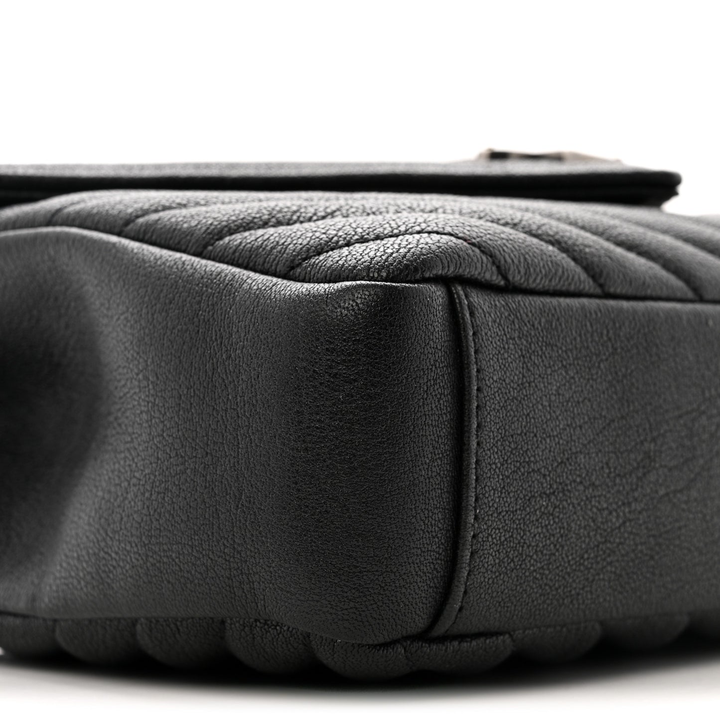 Sheepskin Matelasse Chevron Monogram Medium College Bag Black