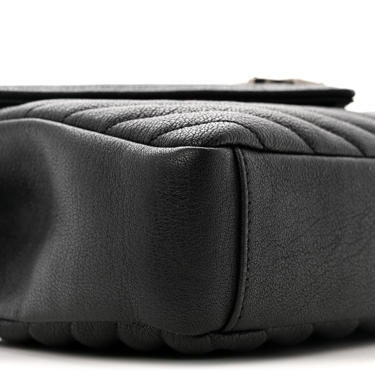 Saint Laurent Sheepskin Matelasse Chevron Monogram Medium College Bag Black 9 of 13