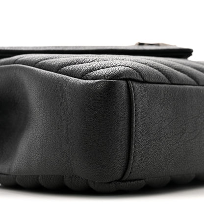 Saint Laurent Sheepskin Matelasse Chevron Monogram Medium College Bag Black 9 of 13