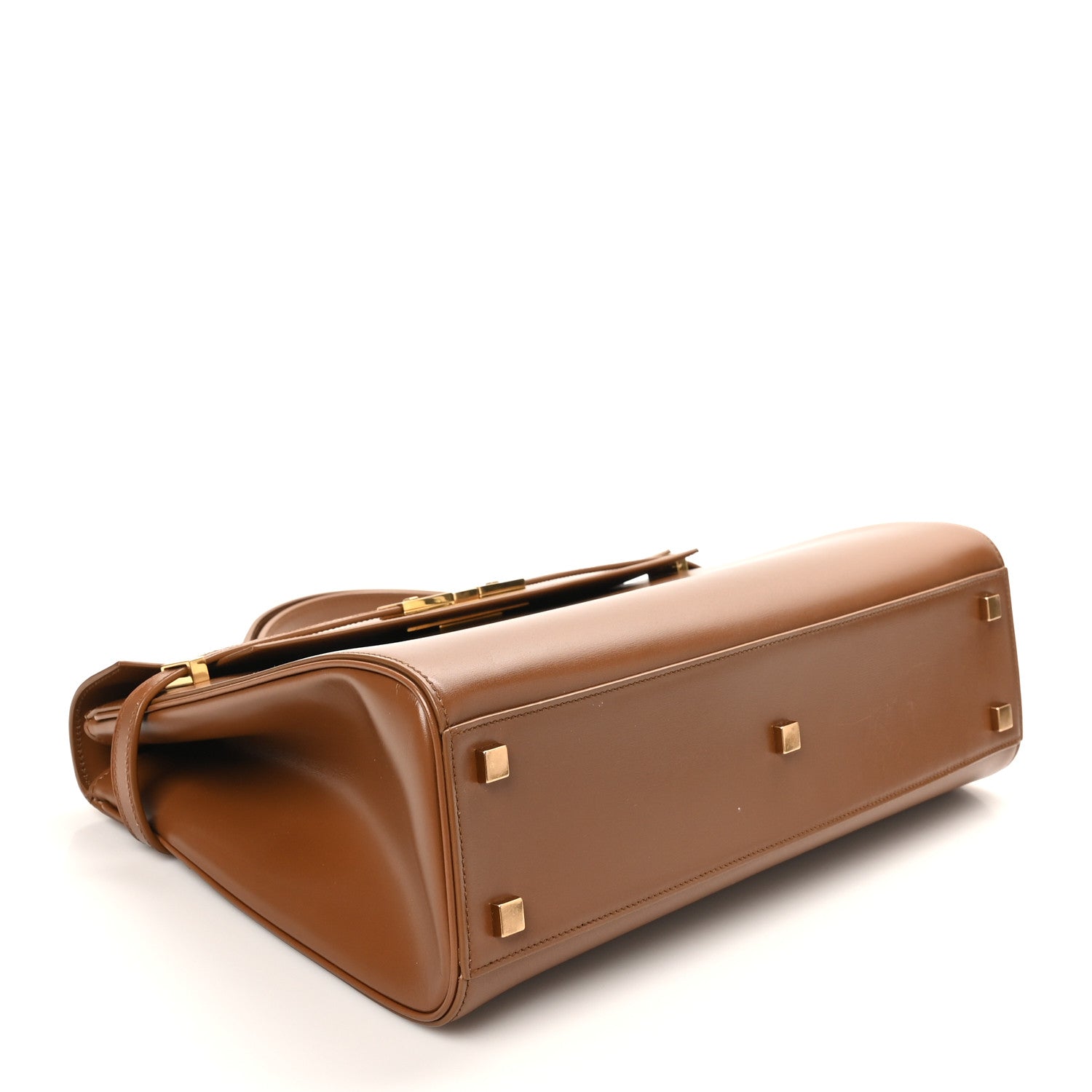 Saint Laurent Smooth Calfskin Manhattan Top Handle Brown 1784339