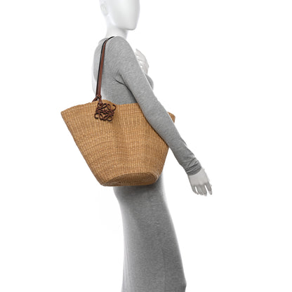 Loewe Raffia Calfskin Shell Basket Tote Natural Pecan 2 of 11