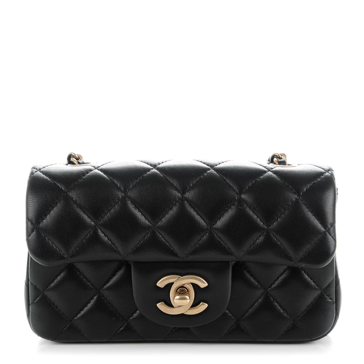 Lambskin Quilted Extra Mini Flap Black