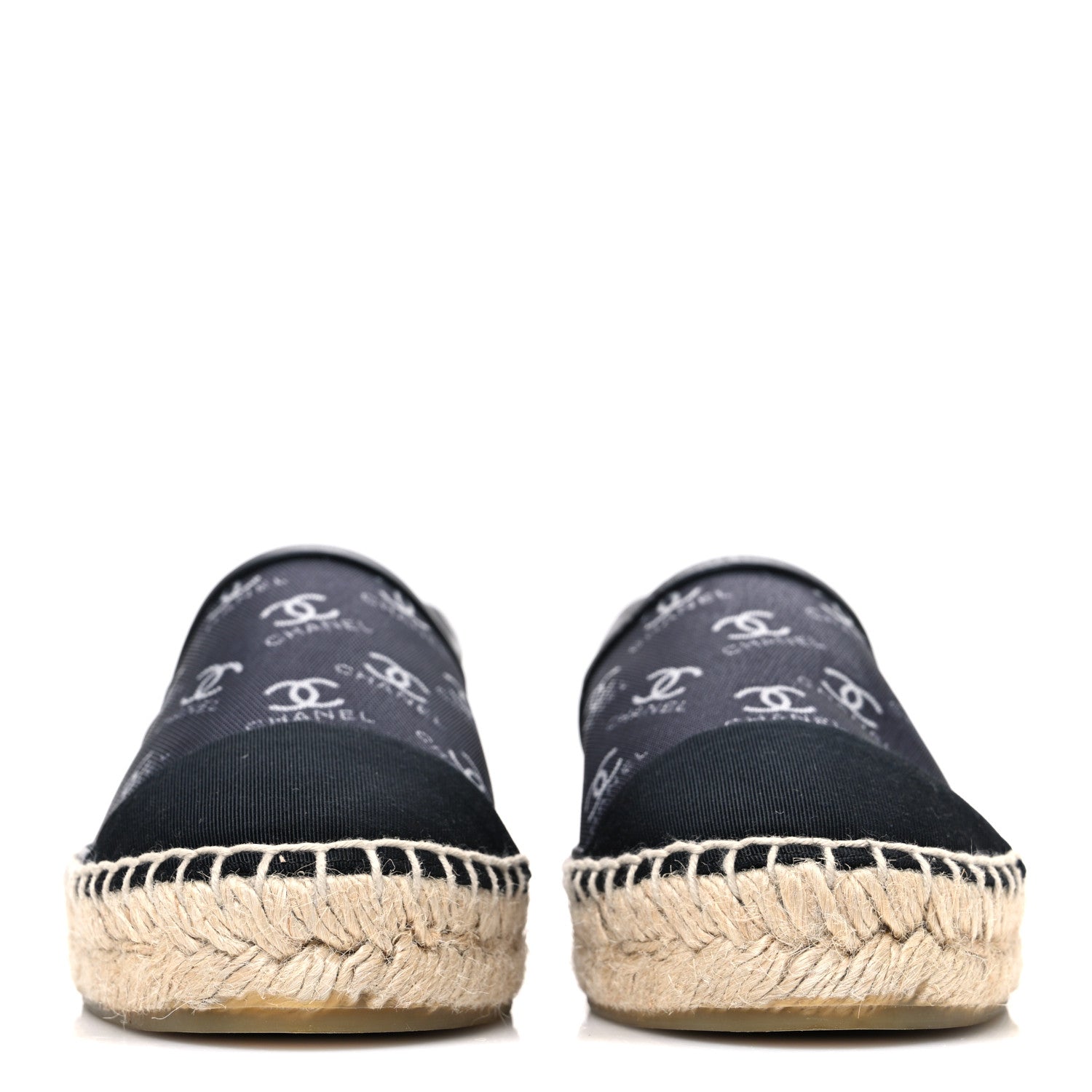 Chanel Mesh Grosgrain CC Espadrilles 36 Black White 3 of 9