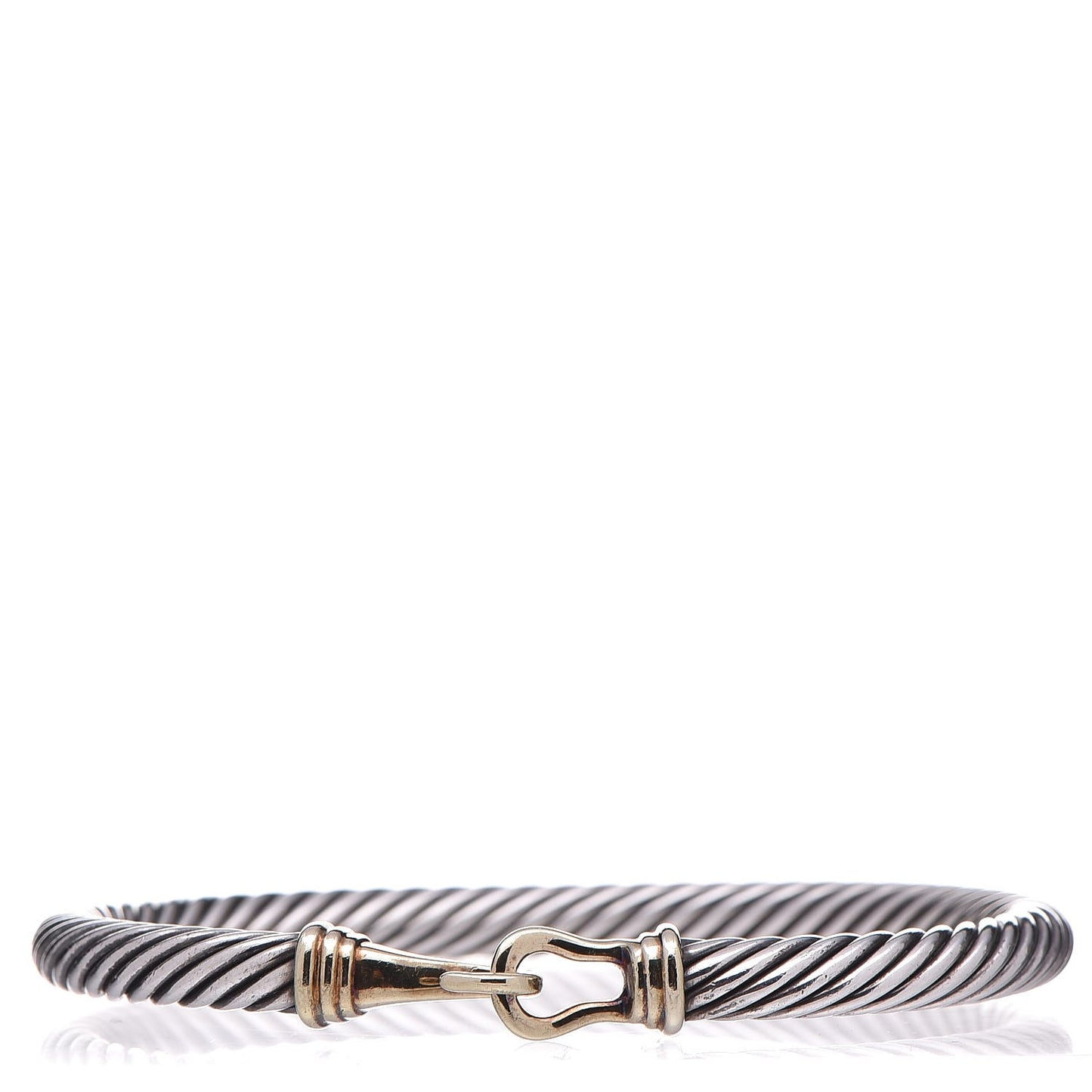 Sterling Silver 14K Yellow Gold 5mm Cable Classic Buckle Bracelet
