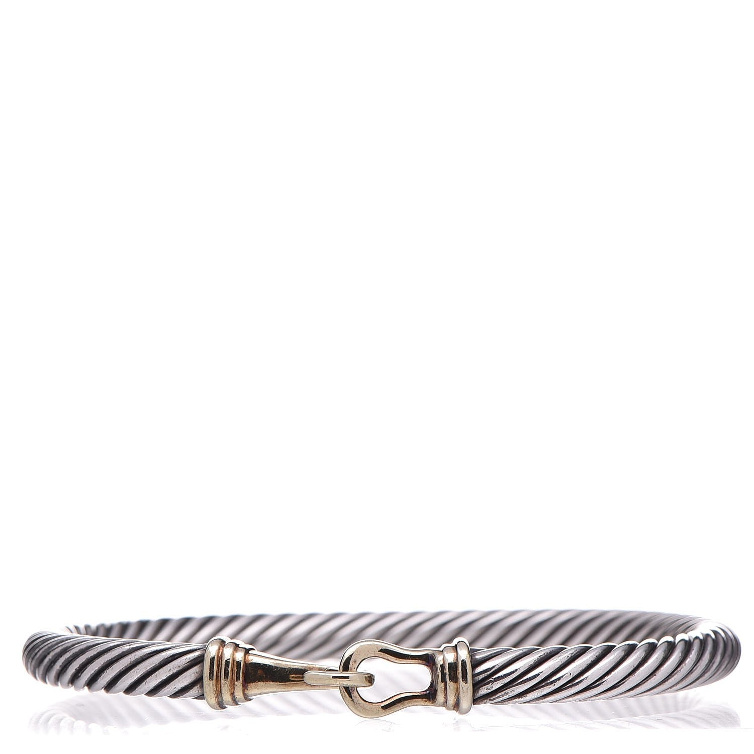 David Yurman Sterling Silver 14K Yellow Gold 5mm Cable Classic Buckle Bracelet 1 of 8