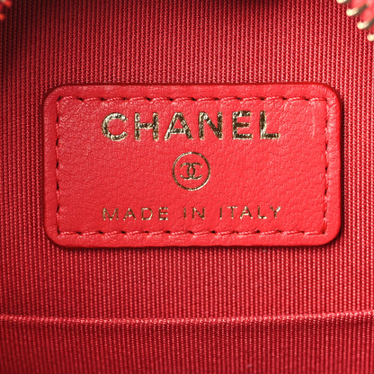 Chanel Lambskin Quilted Round Clutch With Chain Red 6 of 9