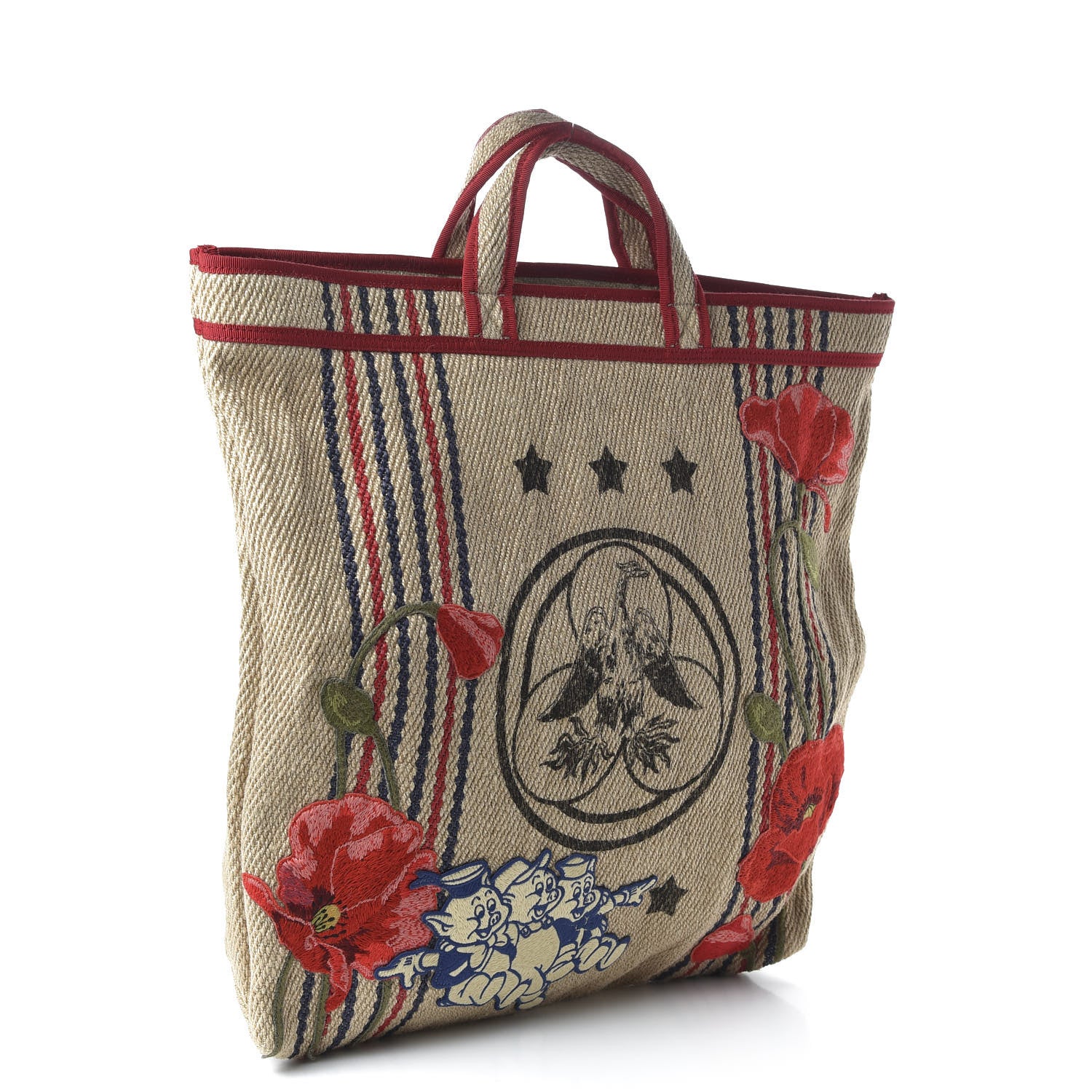 Gucci Straw Juta Printed Arles Tote Beige 3 of 10