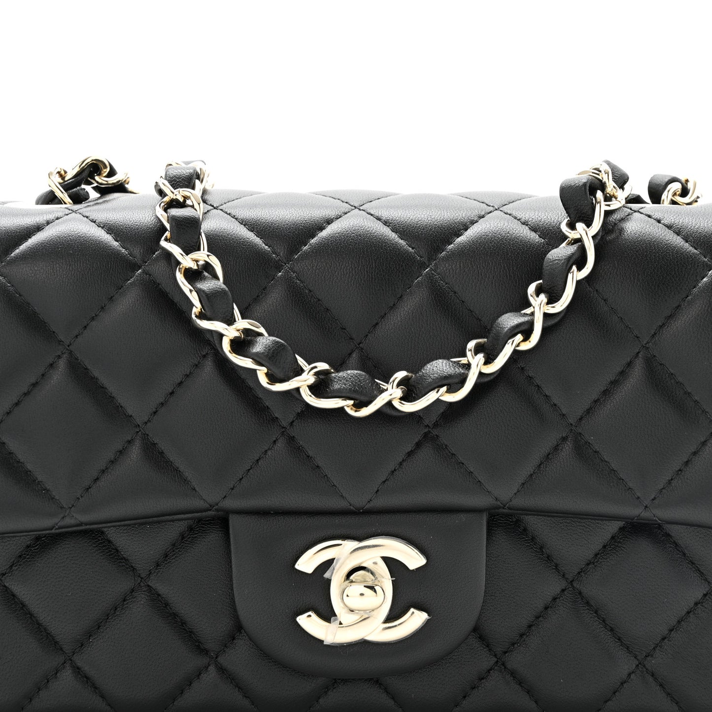 Lambskin Quilted Mini Rectangular Flap Black