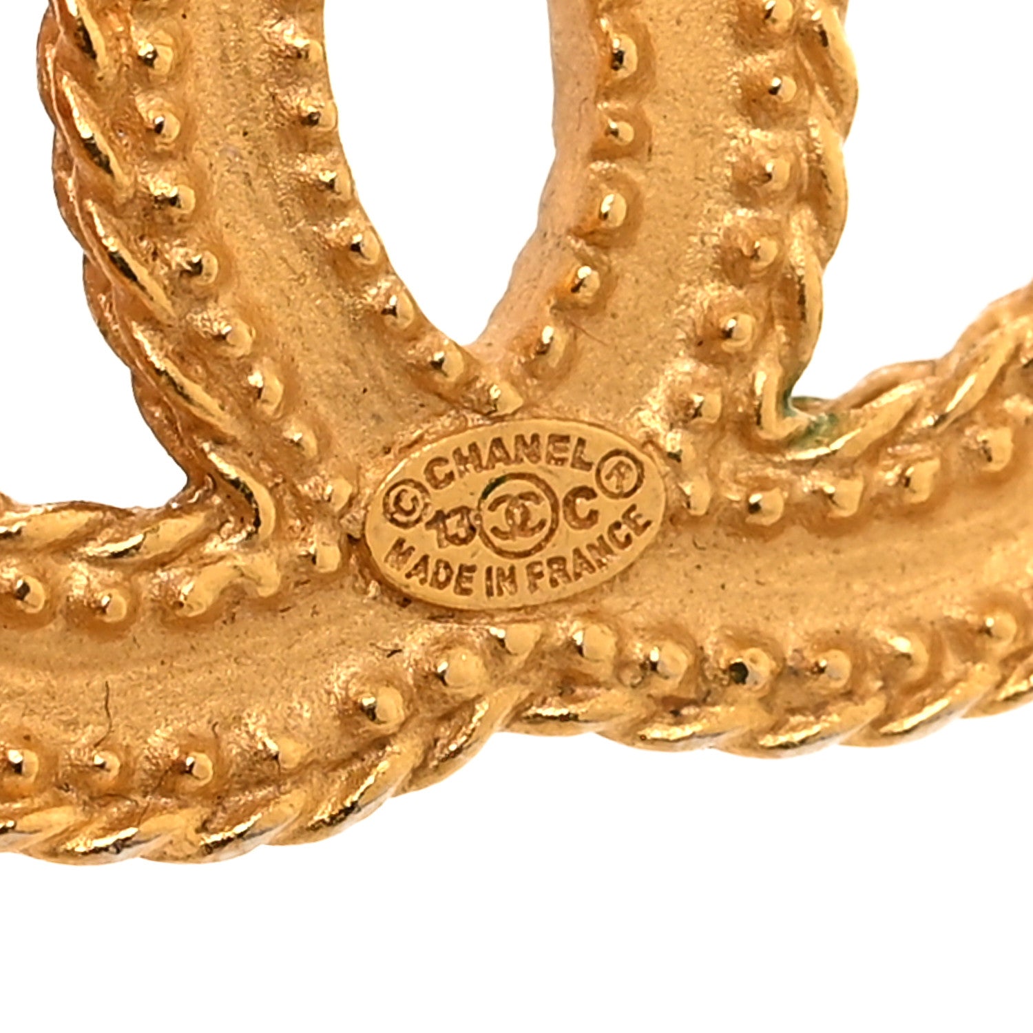 Chanel CC Drop Earrings Matte Gold 4 of 5