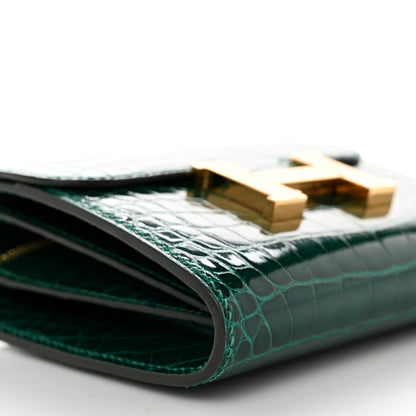 Hermes Shiny Alligator Constance Short Wallet Vert Emeraude 8 of 9