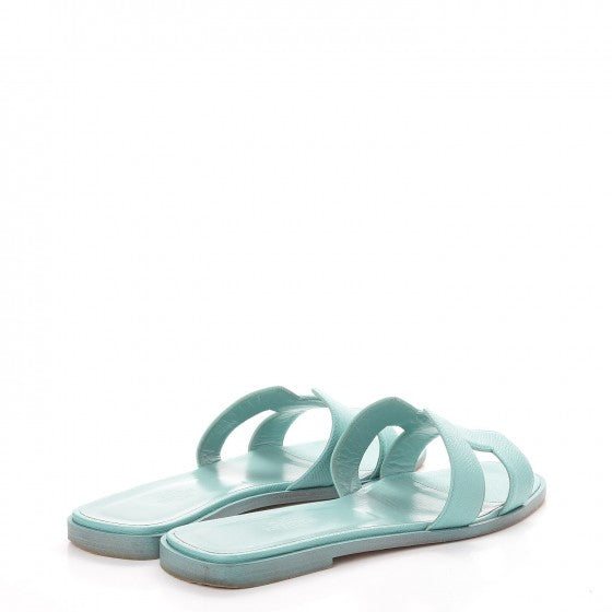Hermes Epsom Oran Sandals 38.5 Bleu Ciel 4 of 12