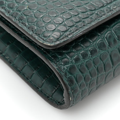 Jimmy Choo Calfskin Crocodile Embossed Varenne Chain Clutch Dark Green 14 of 19