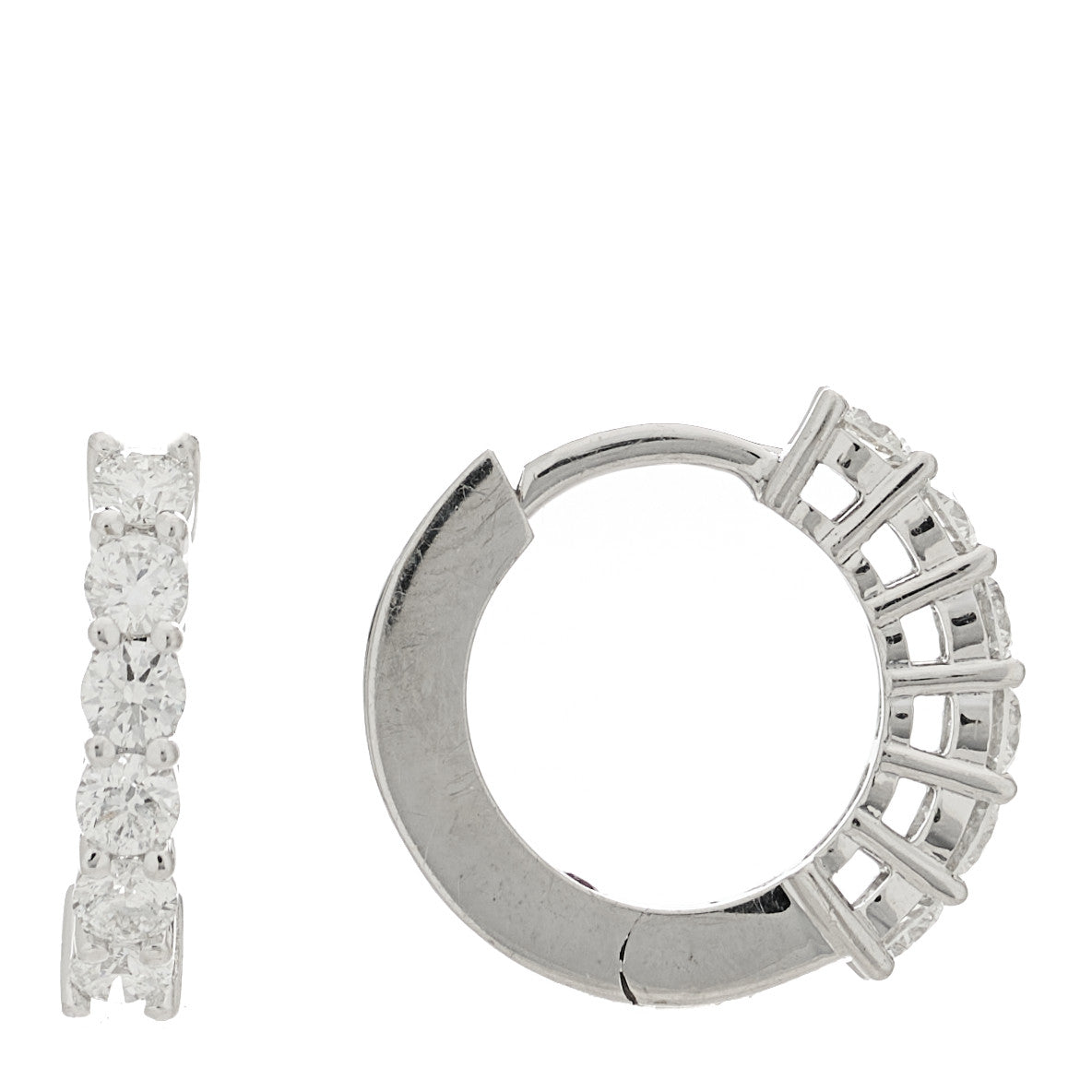 Roberto Coin 18K White Gold Diamond .70ct Huggie Hoop Earrings 1 of 5