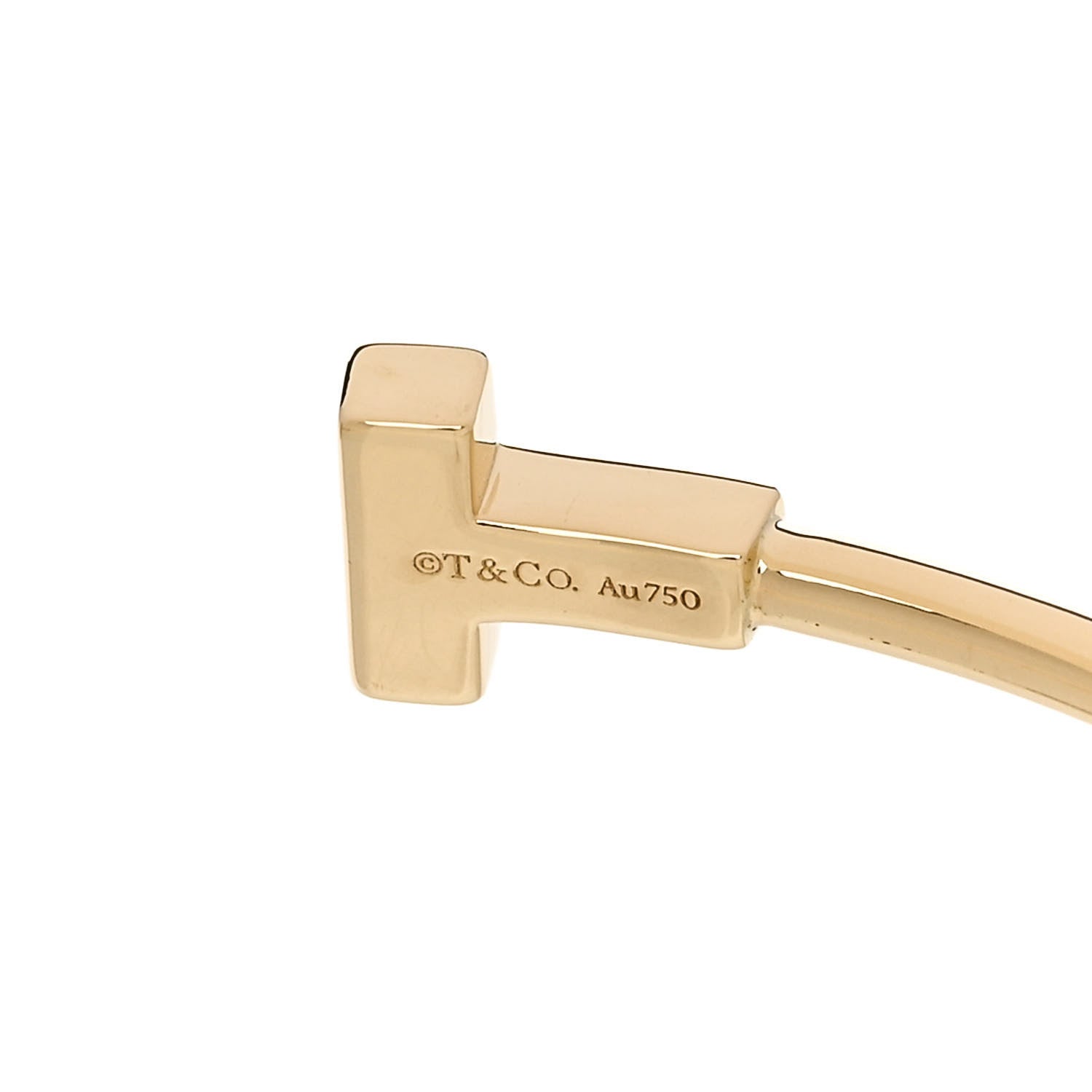 Tiffany 18K Yellow Gold Narrow T Wire Bracelet 3 of 4