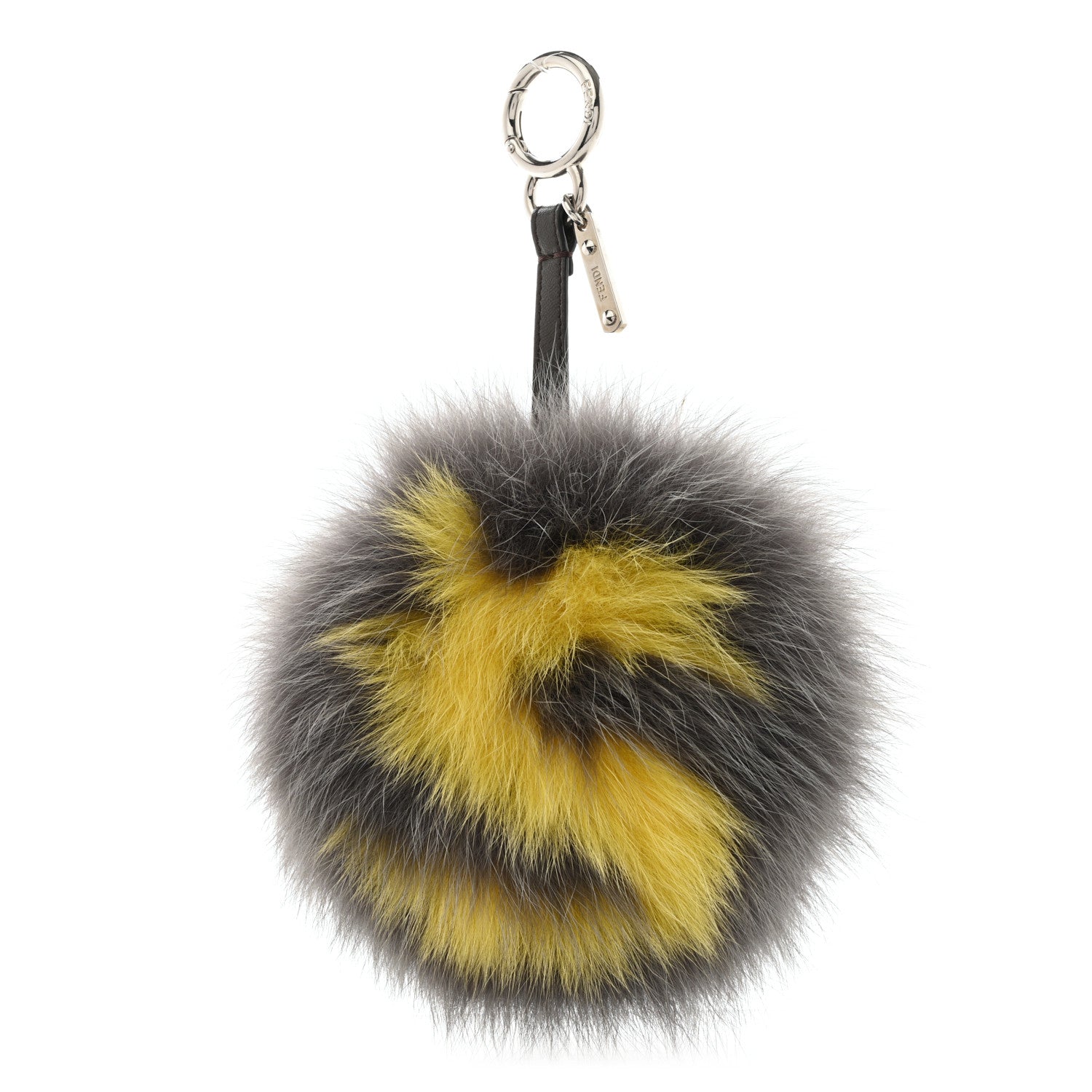Fendi Fox Fur S ABCharm Bag Charm Grey Yellow 1 of 4