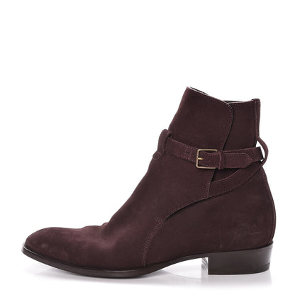 Saint Laurent Suede Soho Calfskin Ankle Boots 40 Deep Blood 1 of 25