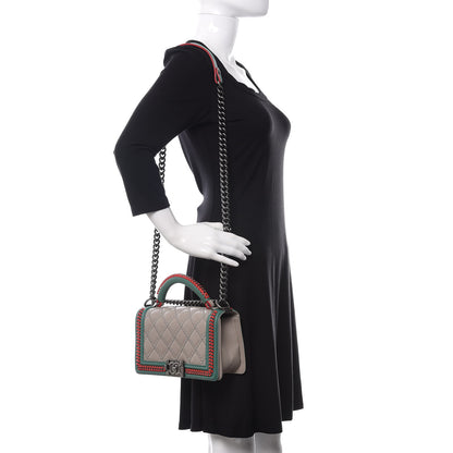 Chanel Calfskin Quilted Medium Boy Top Handle Flap Grey 2 of 10