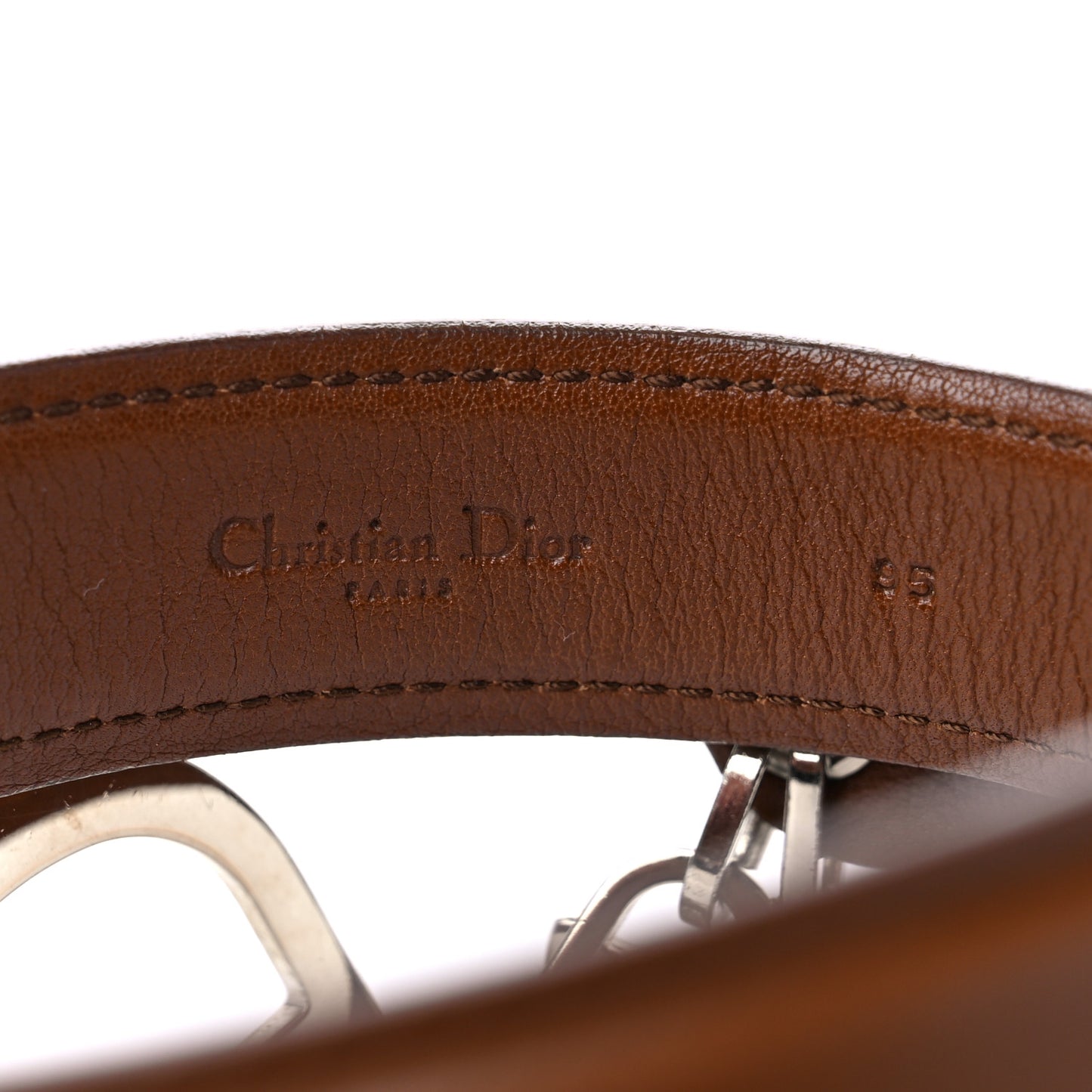 Calfskin Stitched CD Belt 95 38 Brown