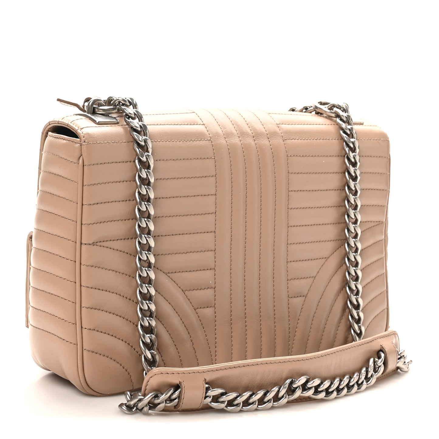 Soft Calfskin Impunture Diagramme Large Chain Flap Shoulder Bag Cipria