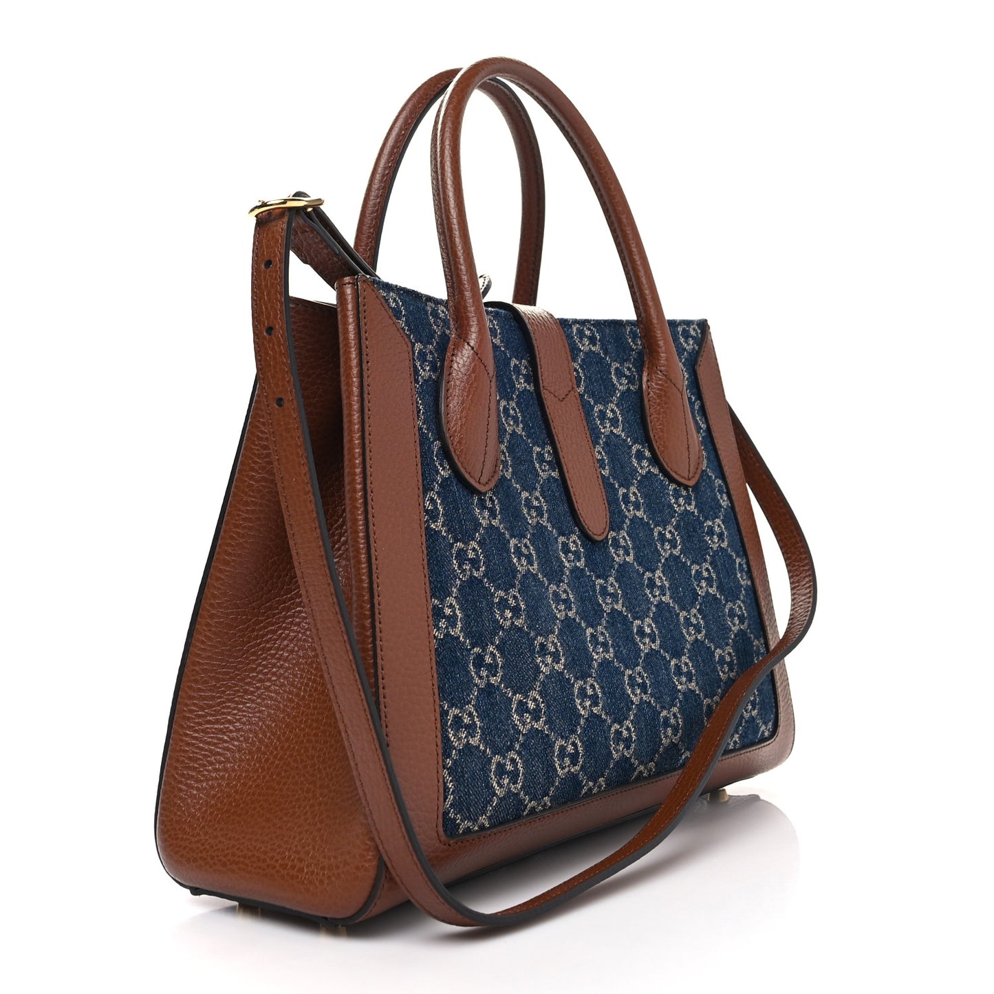 New Denim GG Monogram Dollar Calfskin Medium Jackie 1961 Tote Blue Tea Cuir Epilog