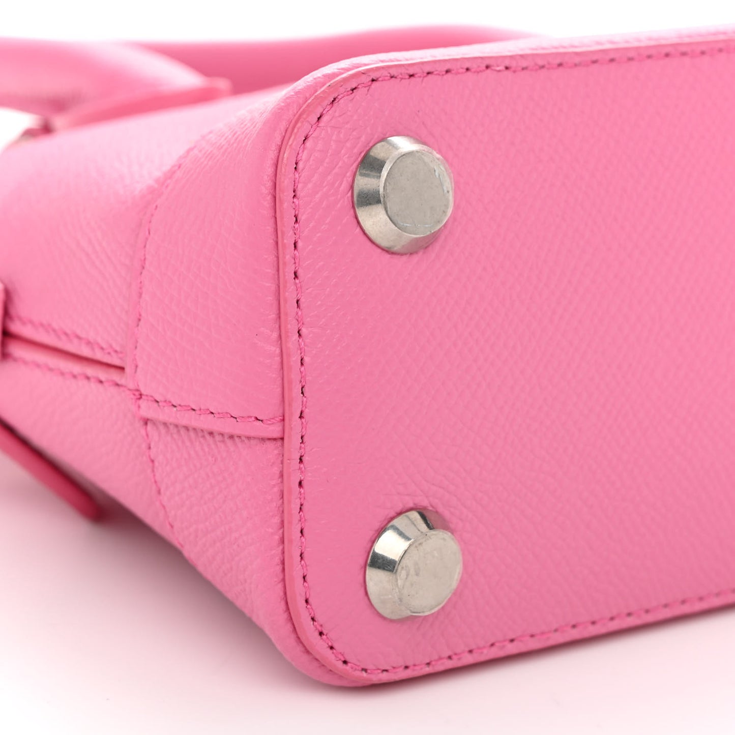 Signature Grained Calfskin Logo XXS Ville Top Handle Bag Rose Bubblegum Black