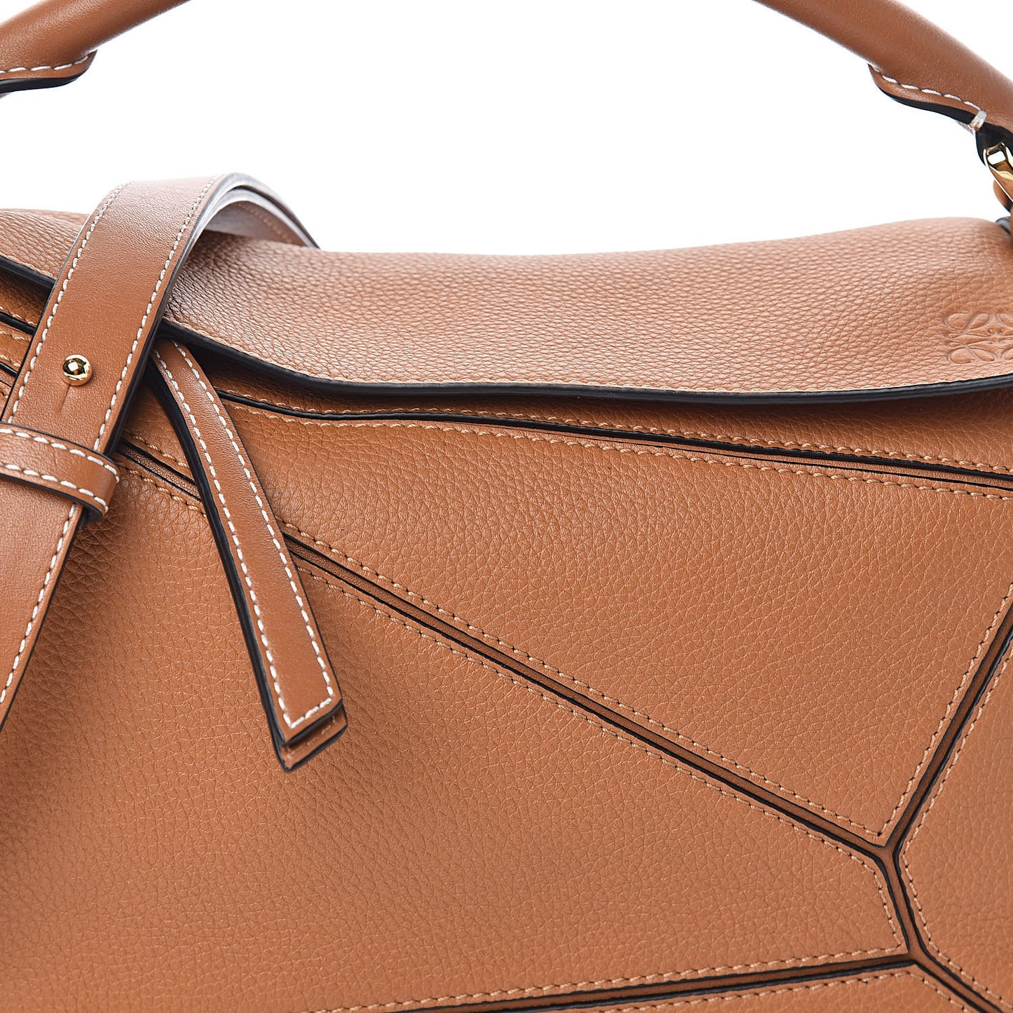 Grained Calfskin Small Puzzle Bag Tan