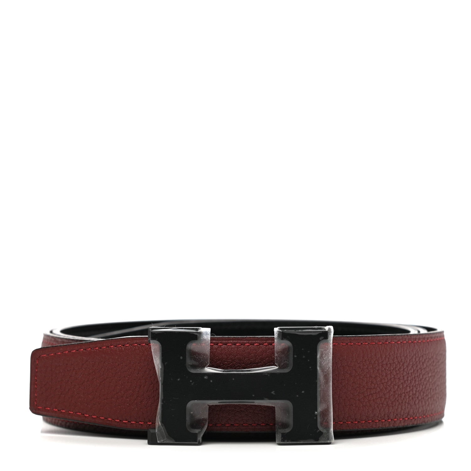 Hermes Box Togo 32mm Matte H Belt 105 Black Rouge H 1 of 5
