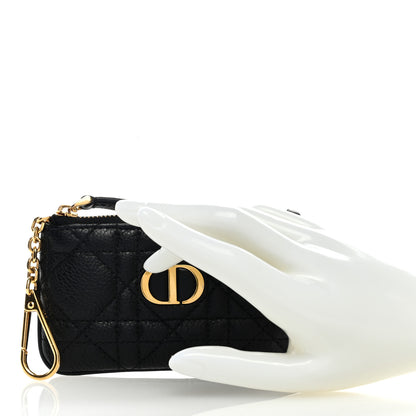 Christian Dior Supple Calfskin Cannage Caro Zipped Key Case Black 2 of 6