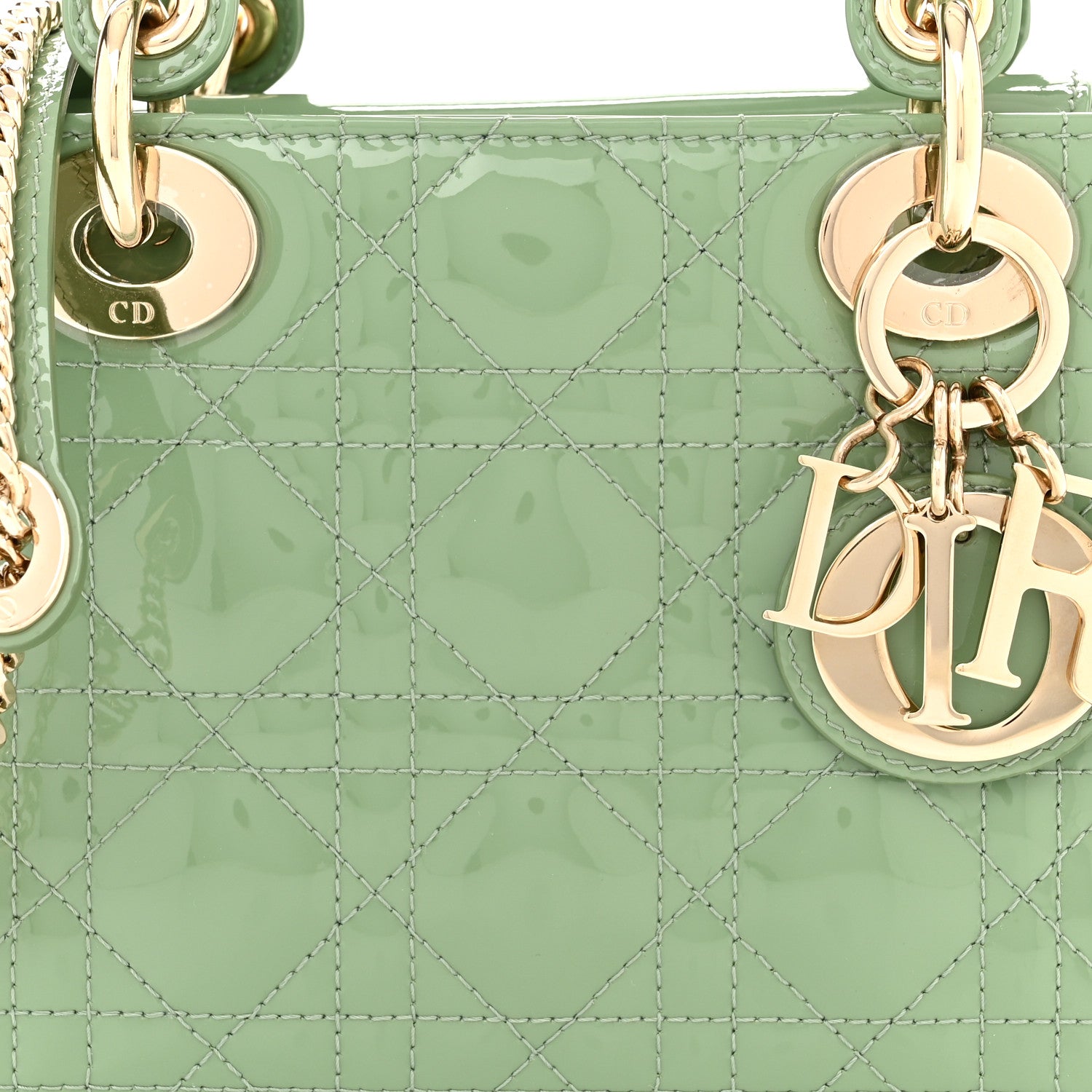 Christian Dior Patent Cannage Mini Lady Dior Mint Green 1343302