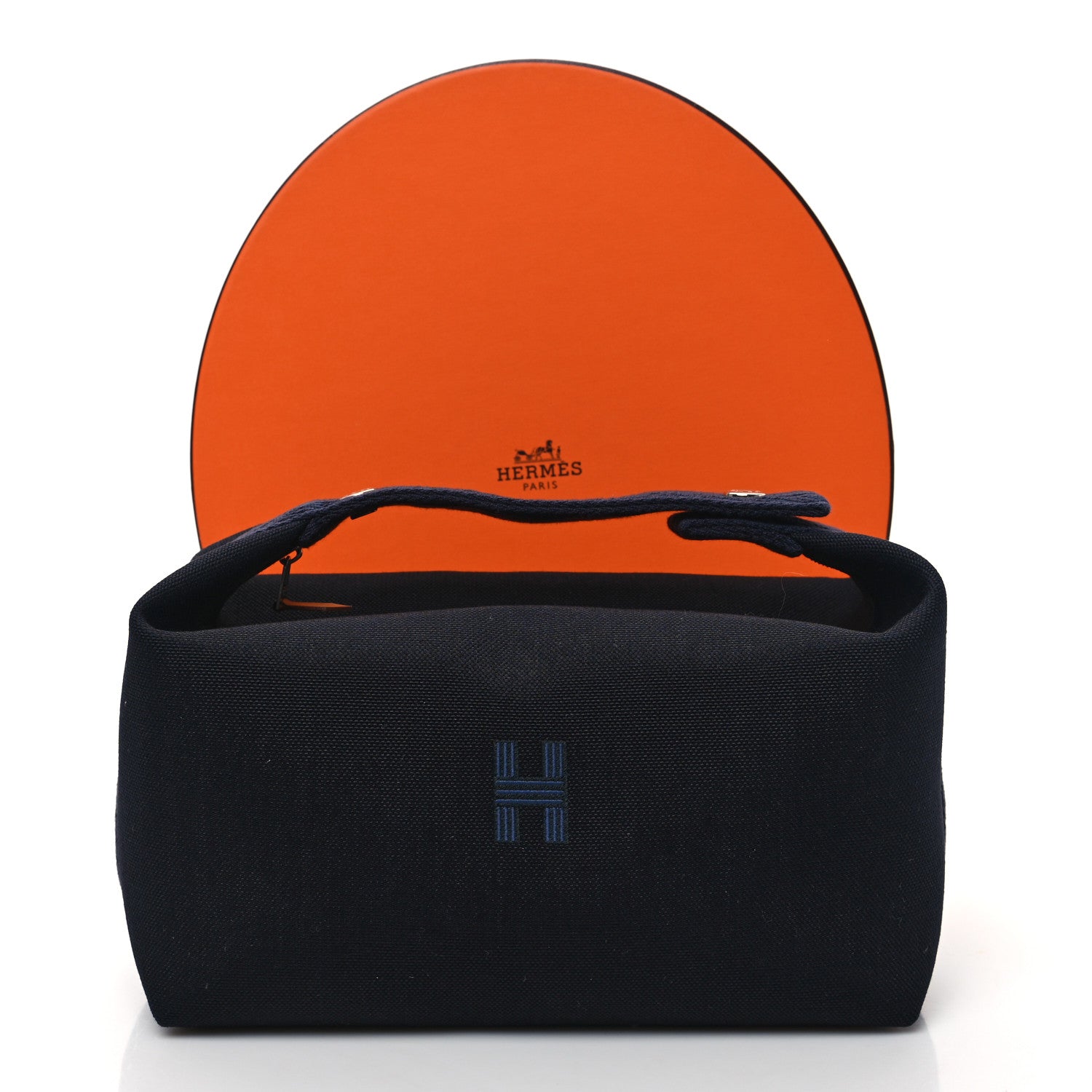 Hermes Canvas Large Bride-A-Brac Pouch Bleu Nuit 10 of 10