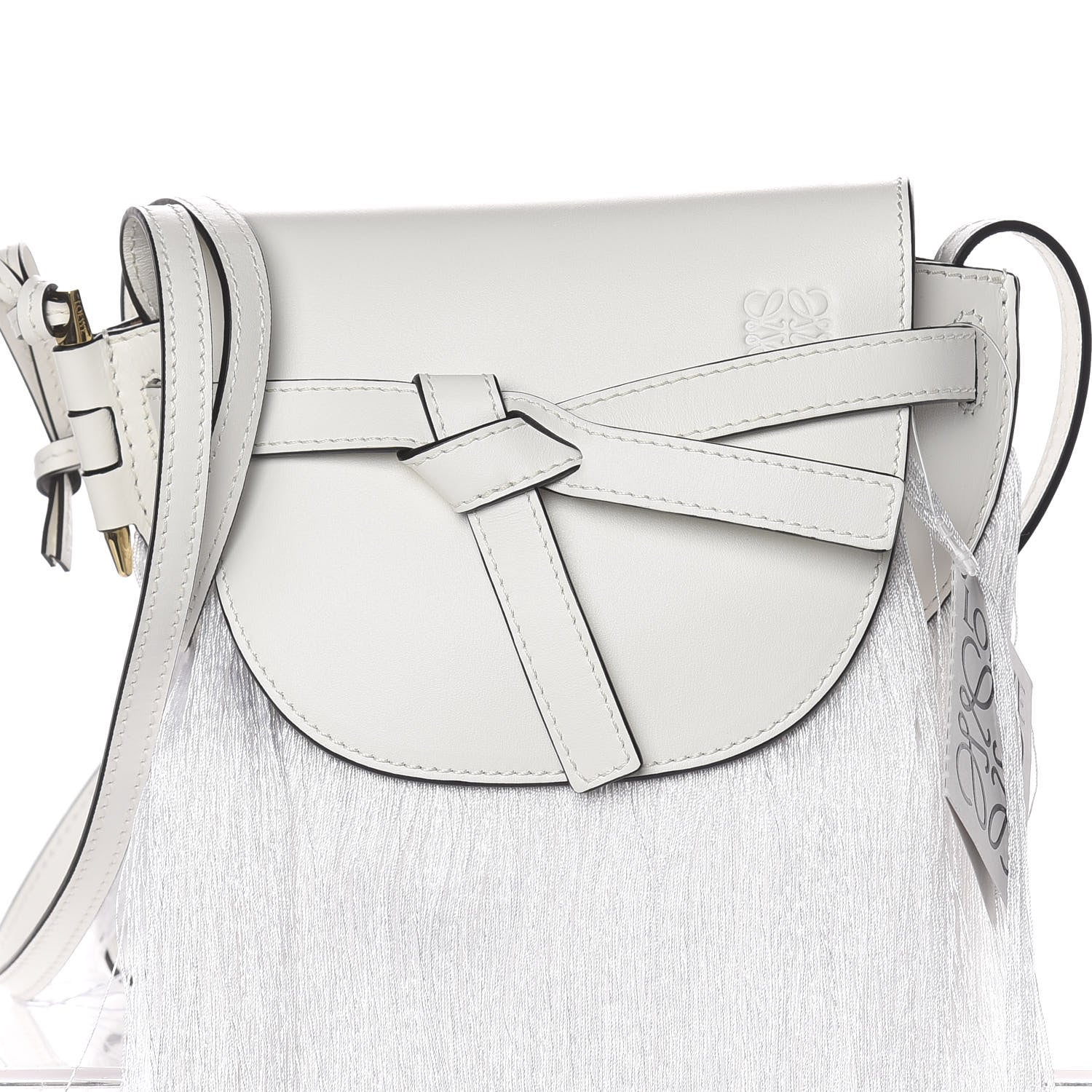 Loewe Calfskin Mini Fringe Gate Crossbody Bag White 10 of 10