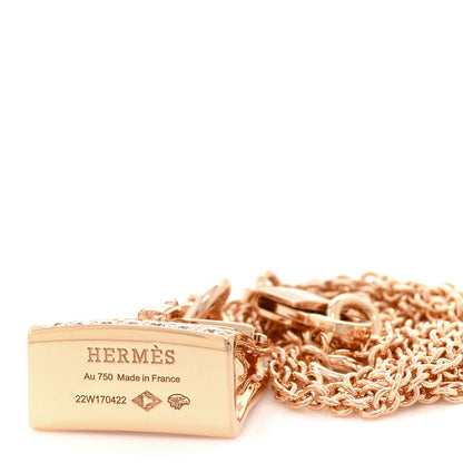 Hermes 18K Rose Gold Diamond Kelly Amulettes Pendant Necklace 4 of 5