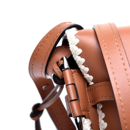 Loewe Calfskin Crochet Trim Small Gate Crossbody Bag Tan 9 of 10